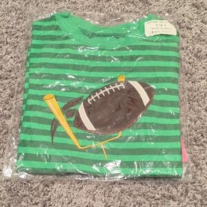 Green Striped Kids Shirt with Football Design